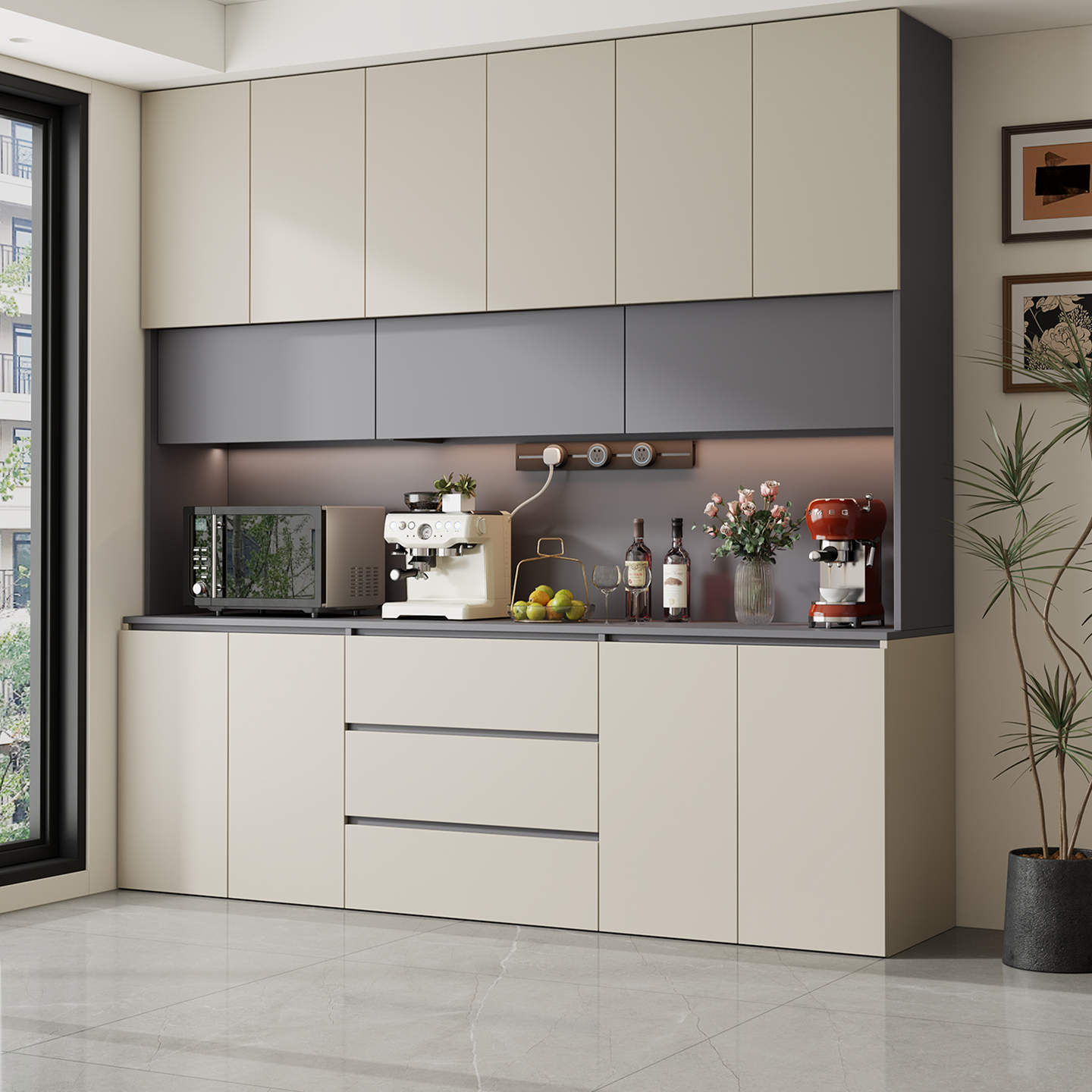 实木餐边柜定制ENF高柜靠墙一体储物柜客厅茶水柜置物收纳柜酒柜,住宅家具,餐边柜,淘宝优惠券,粉丝福利购,淘宝优惠卷