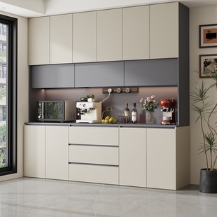 实木餐边柜定制ENF高柜靠墙一体储物柜客厅茶水柜置物收纳柜酒柜