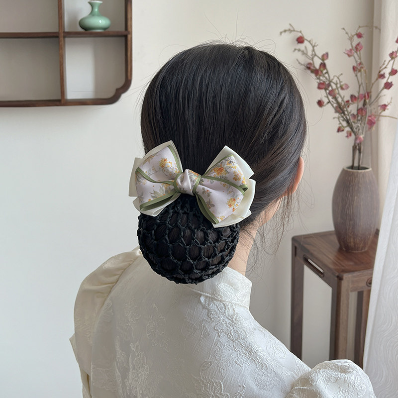 盘头头花新中式发网女护士网兜酒店气质盘发餐饮职业工作头饰发饰