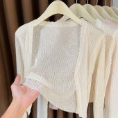 小披肩微透罩衫 轻薄针织防晒开衫 外搭冰丝短款 配吊带裙 女 女夏季