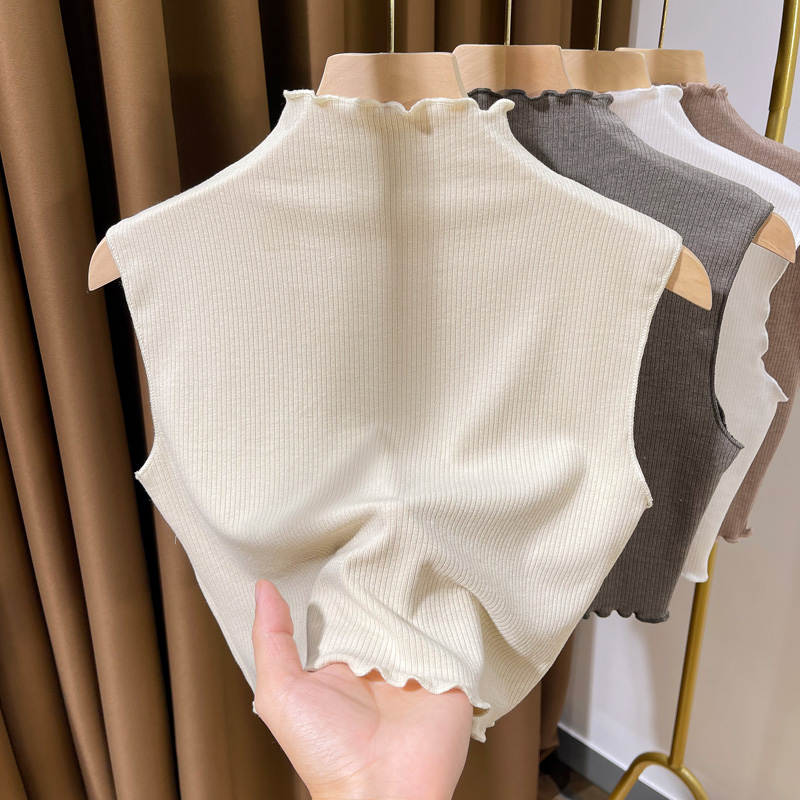 磨毛假领子女百搭假领秋冬2024新款毛衣叠穿无袖背心加绒打底衫女