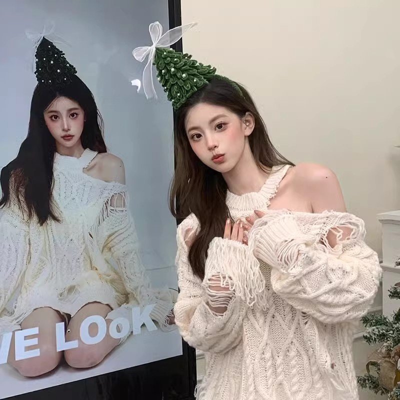 圣诞节装扮圣诞树蝴蝶结扭扭棒发箍diy手工头箍圣诞礼物头饰发饰