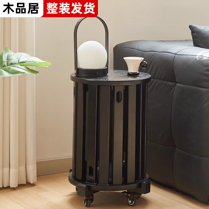 实木凳子可叠放家用圆凳子带滑轮板凳备用椅子收纳凳组合凳叠叠凳