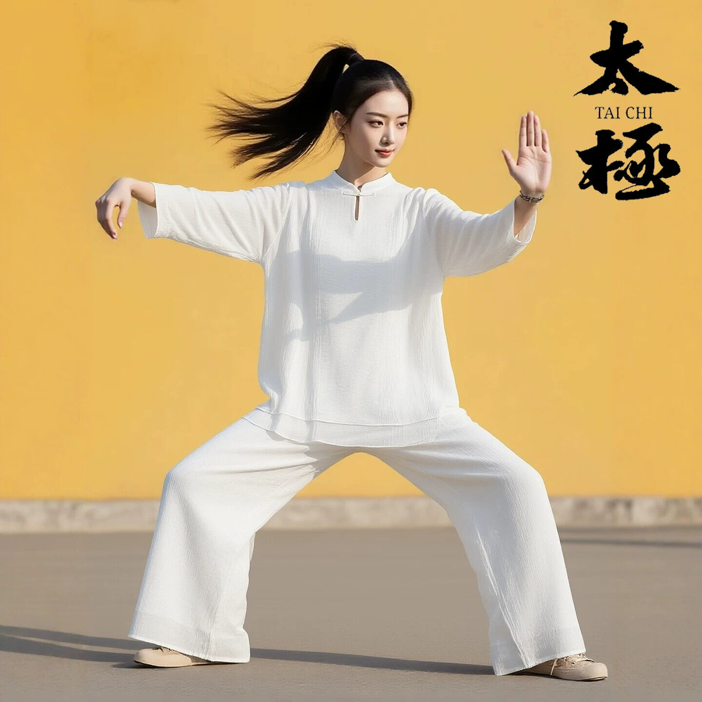 太极服2026新款白色仙气飘飘晨练游龙拳太极拳服装八段锦练功服女图片