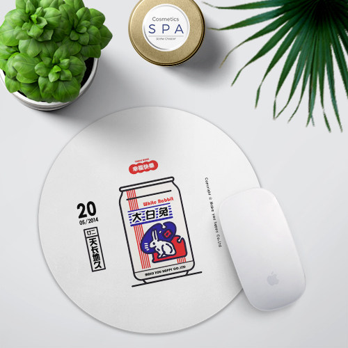 [BLUE]趣味文艺个性圆方形装饰鼠标置物垫杯垫奶糖ins情侣大白兔