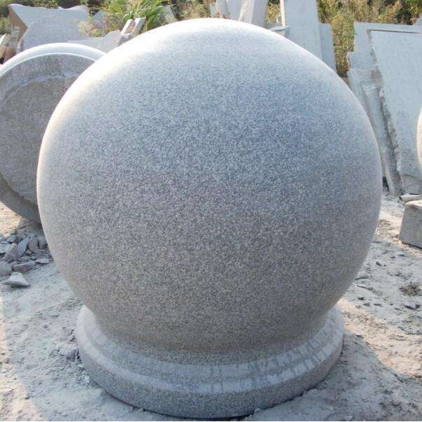 路障石球挡车圆球 花岗岩芝麻灰大理石材防撞挡车拦车球