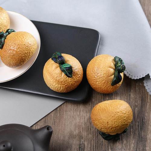 天然黄金木小桔子手把件个性汽车茶桌办公桌装饰品大吉大利小摆件