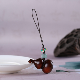 天然实木小叶紫檀葫芦手把件福禄车挂汽车挂件文玩葫芦平安工艺品