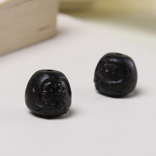 硕亨天然实木黑檀木雕刻天机小蛋仔木质手串手链项链吊坠饰品配件