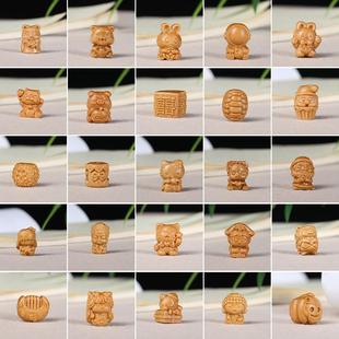 天然檀香木雕刻可爱卡通配饰diy手串毛衣链时尚 配饰吊坠钥匙扣