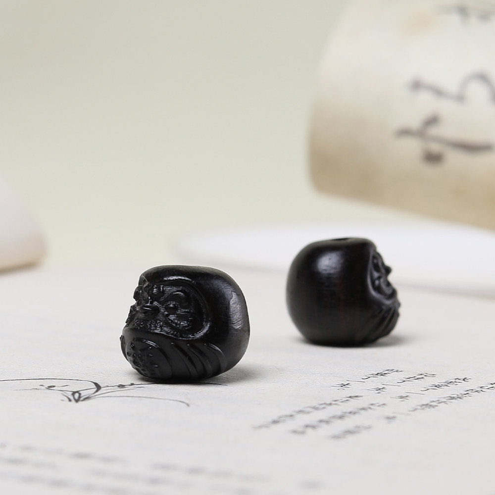天然实木黑檀木雕刻达摩蛋配件