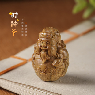 木雕财神爷紫檀黑檀芭比檀香木DIY创意手机钥匙扣挂饰配件装饰品