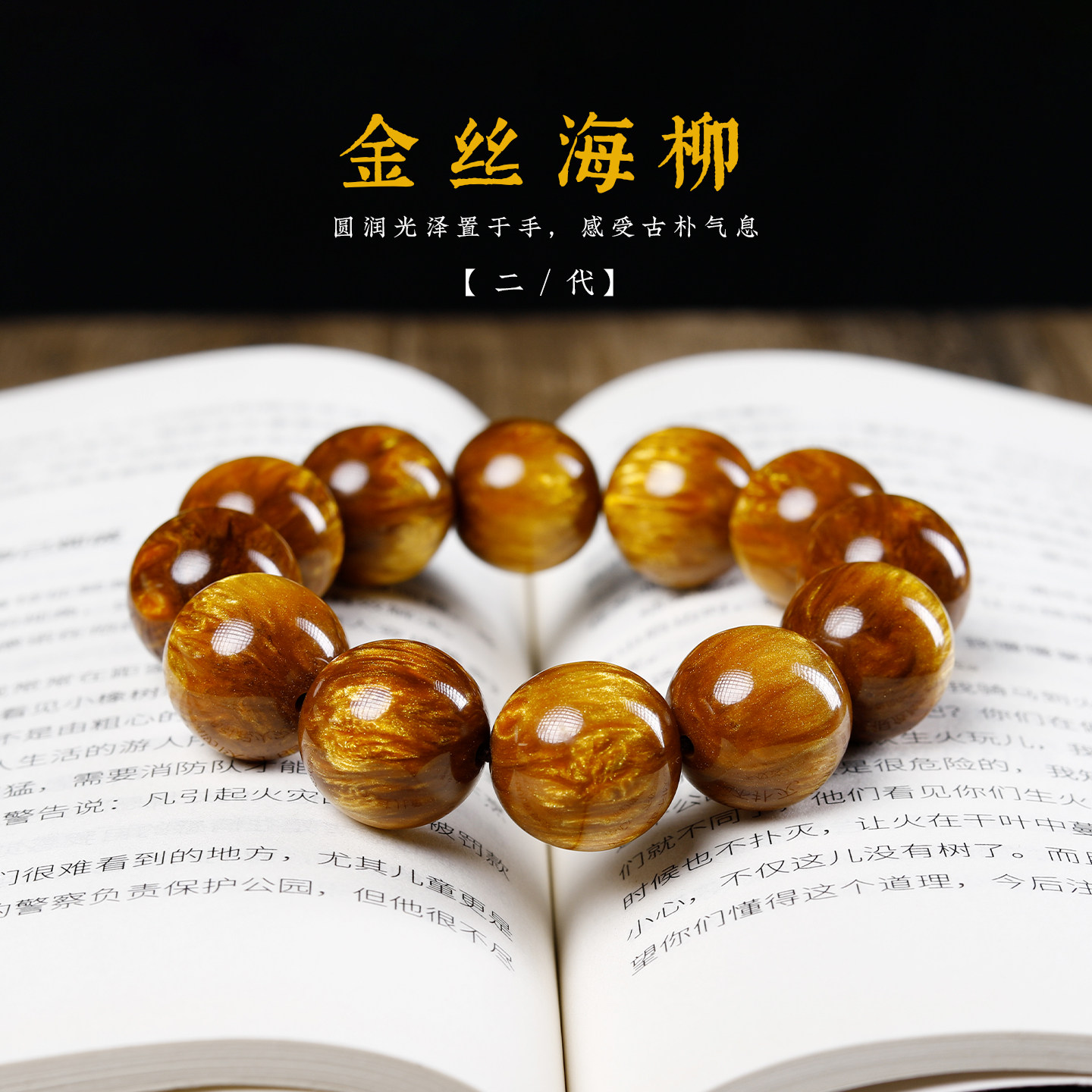 二代金丝海柳手串男士20mm单圈佛珠文玩饰品民族风手链手持念珠