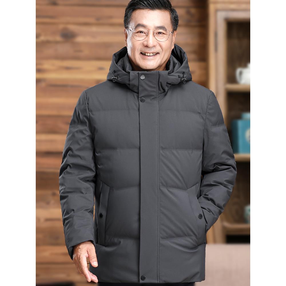 中老年羽绒服男长款爸装加