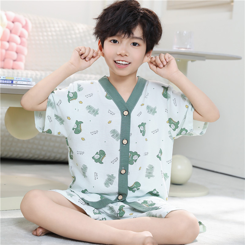 新款儿童云朵棉睡衣男童女童家居服套装薄款中大童宝宝空调服夏款