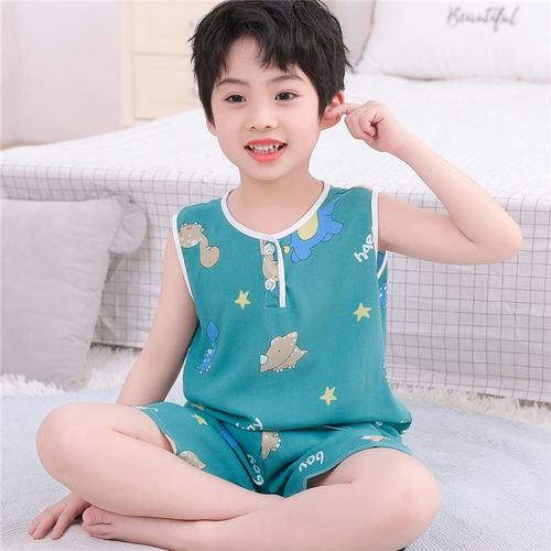 夏季儿童棉绸无袖背心薄款空调服