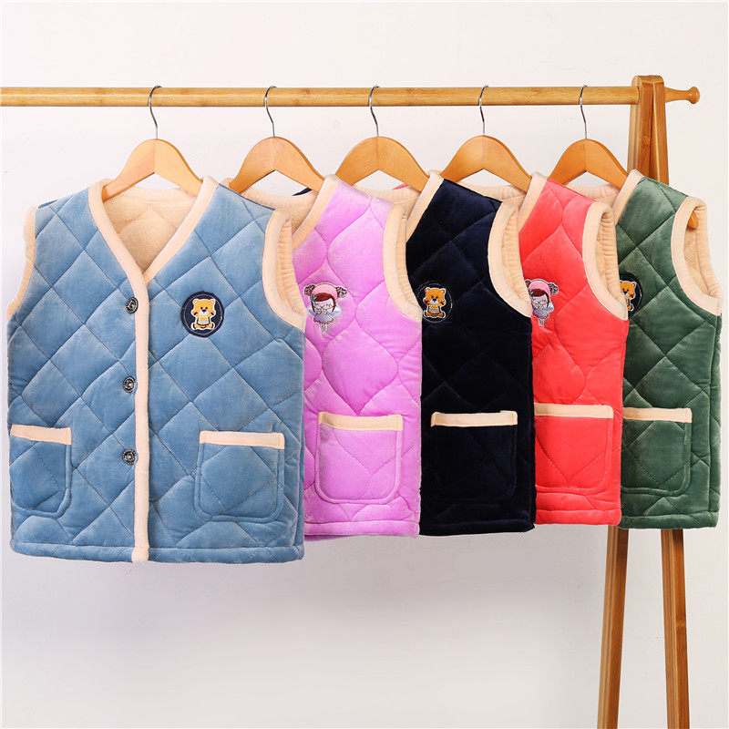 儿童三层马甲男童夹棉宝宝轻薄保暖女童内穿婴儿马夹背心外穿