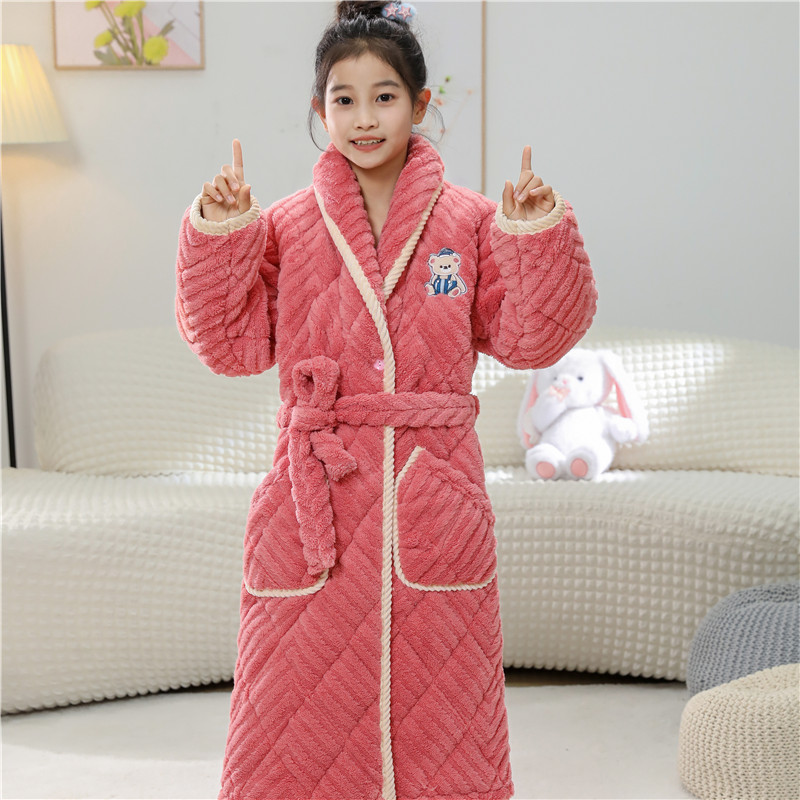 儿童夹棉睡袍冬新款洋气女童