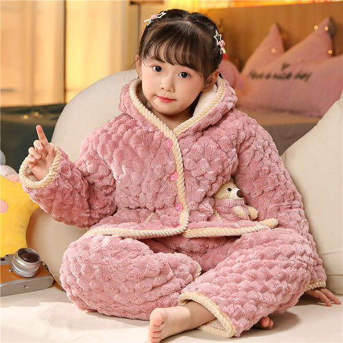 加厚男童珊瑚绒长袖秋冬季睡衣