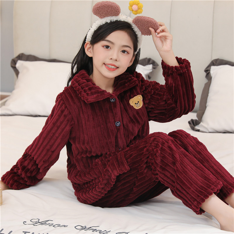 女童睡衣儿童男童加厚家居服
