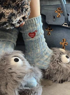 LookSocks雪花竹节棉爱心粗线潮袜百搭秋冬外穿男女堆堆袜human袜