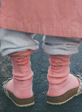 LookSocks袜子女ins潮堆堆袜日系JK风网红同款中筒袜字母刺绣棉袜