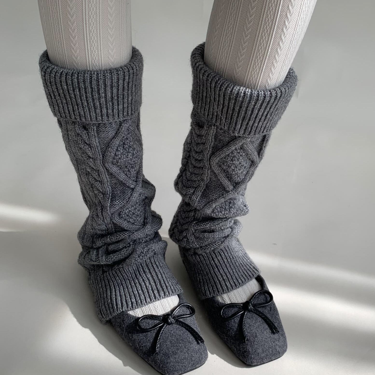 麻花袜套女款秋冬白色堆堆袜子女靴袜jk小腿袜针织腿套