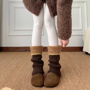 来杯热可可 叠穿bi入 秋冬撞色羊毛堆堆袜配雪地靴博肯长筒腿套