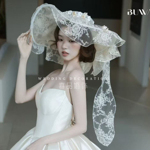 喜品手作蕾丝礼帽新娘结婚仙美婚纱礼服外景旅拍样片造型帽子女