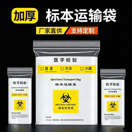 三层样本子母检验标本自封密封袋送检袋核酸采样自封袋病理运输袋