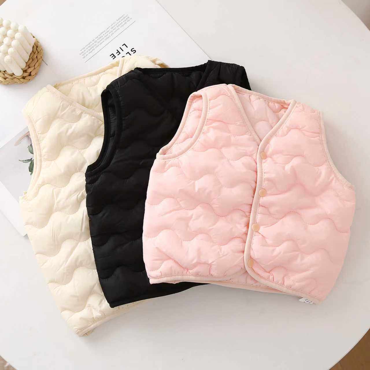 儿童羽绒棉马甲宝宝秋冬新款背心男女童马夹中小童春秋外穿坎肩