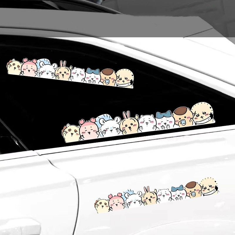 吉伊卡哇chiikawa镜子贴纸汽车电动车摩托划痕贴行李箱浴室装饰贴