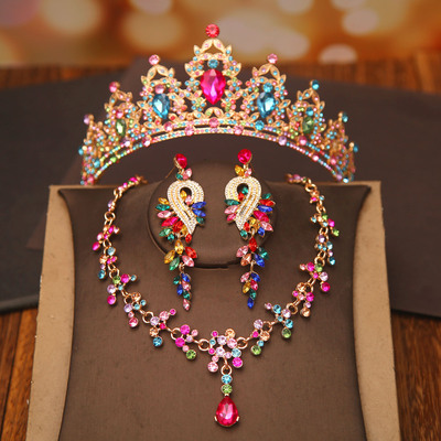 彩色三件套皇冠发饰公主生日王冠