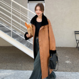 新款长款皮毛一体皮衣外套286-762-P195-K298，女装皮草，安雅