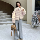 新款两色短款90绒排骨款羽绒286-5150-P285-K398，女装羽绒服，安雅