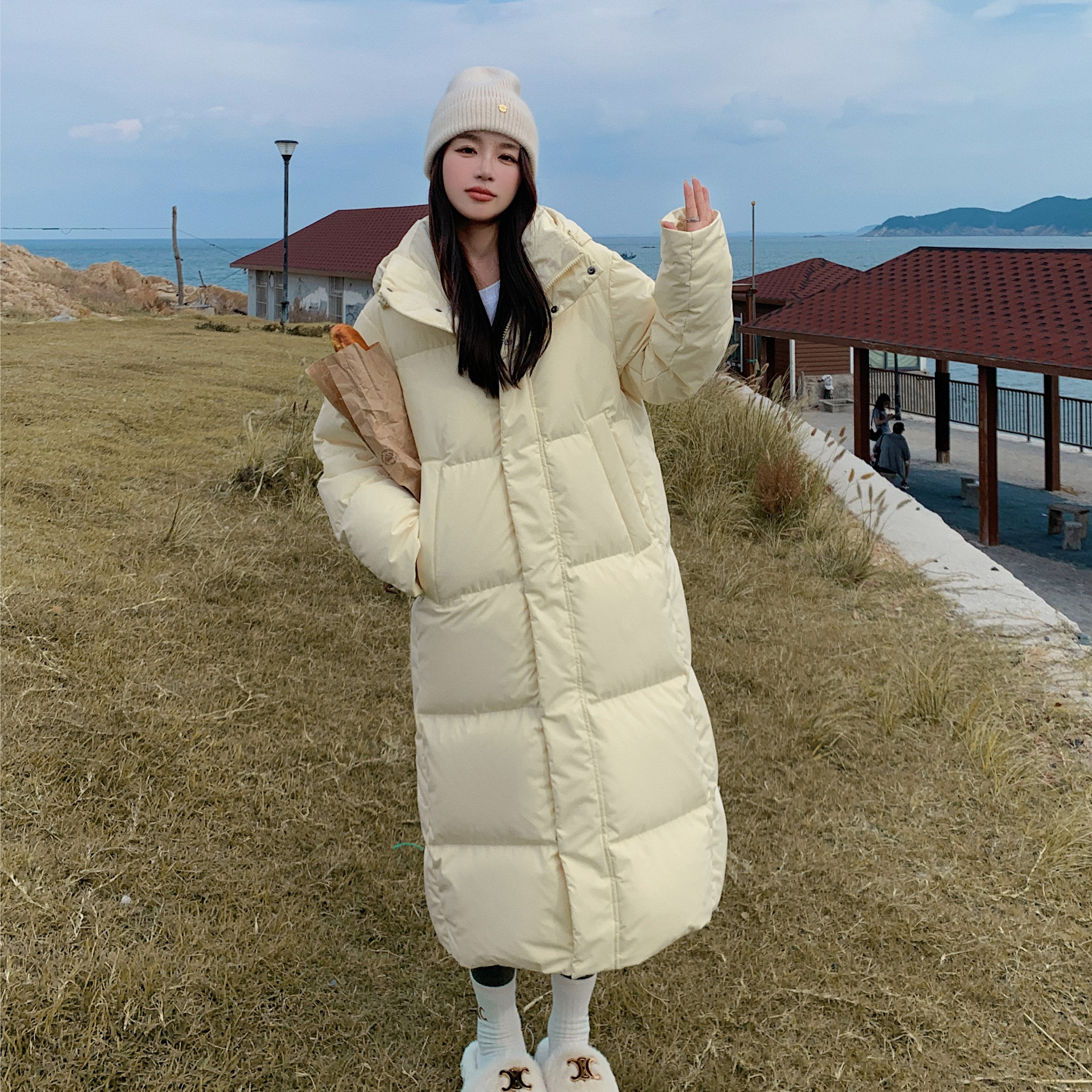 出货中中戏长款鹅黄色羽绒棉服棉衣外套286-763-P195-K298,女装棉衣/棉服,安雅