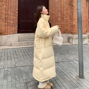 5天出货90绒 奶黄色加长羽绒服 286-765-P300-K458图片