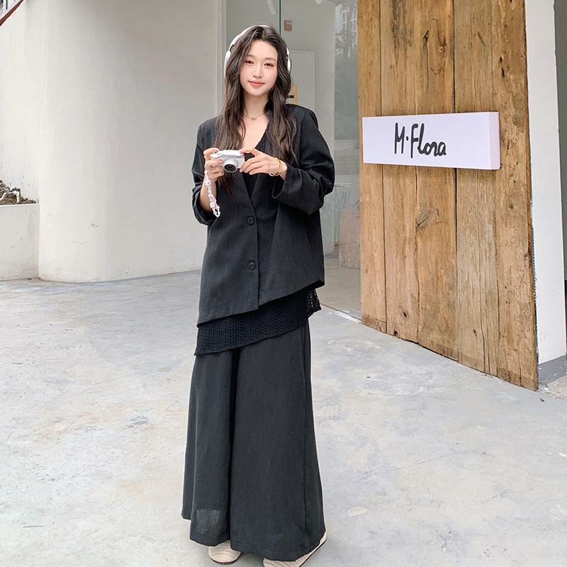 春夏新款薄西装套装+背心+裤子三件套286-2610-P230-K358，女装套装/套裙，安雅