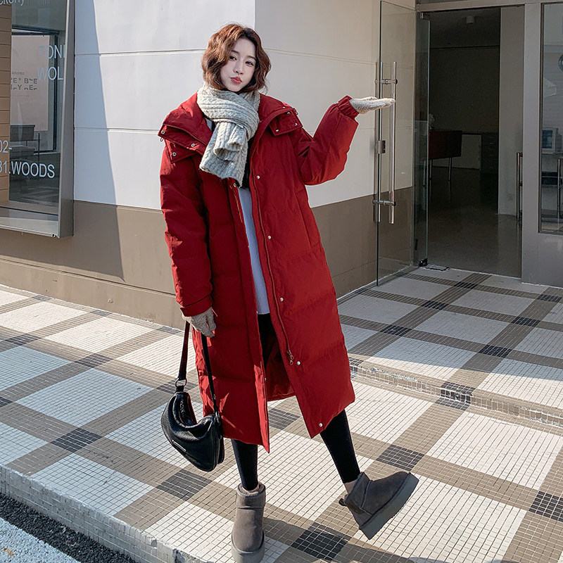 新款圣诞红色跨年新年两色90绒长款羽绒服286-5137-P380-K568,女装羽绒服,安雅