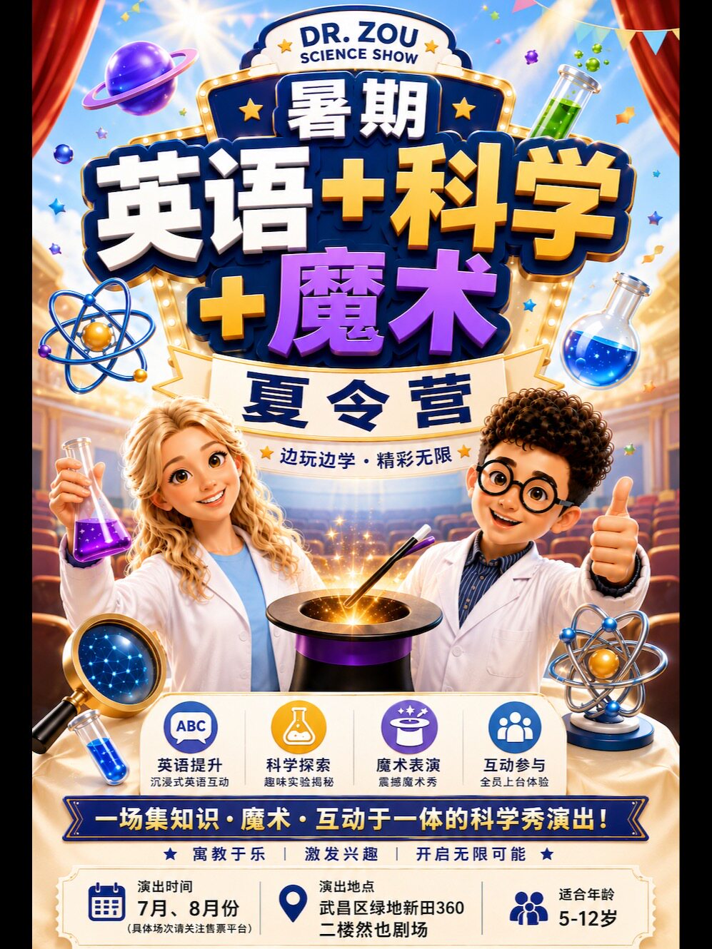 【武汉】“邹博士”暑假英语+科学《跳动的字母》主题夏令营