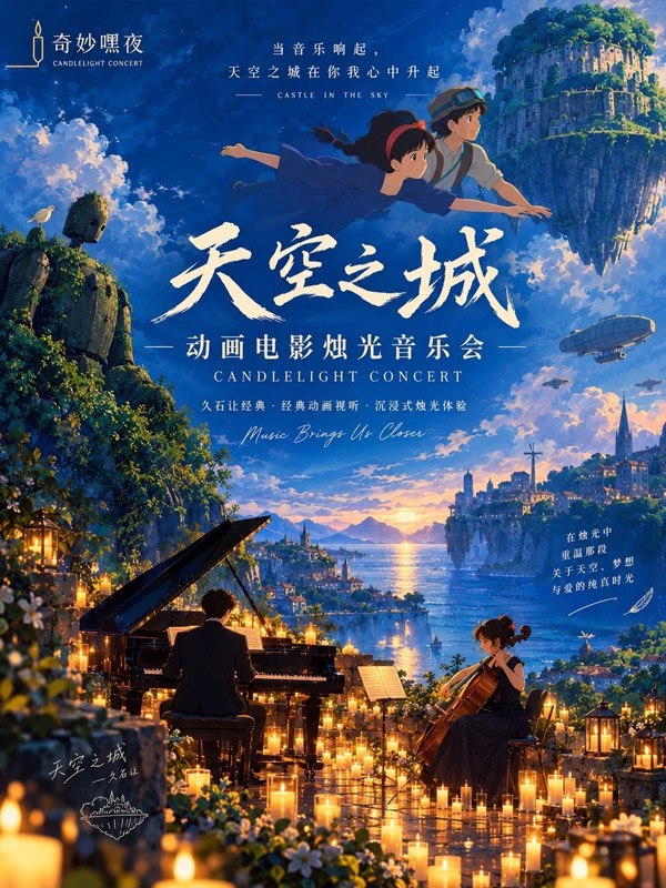 【广州】奇妙嘿夜烛光音乐会“天空之城”主题钢琴&小提琴&大提琴演奏