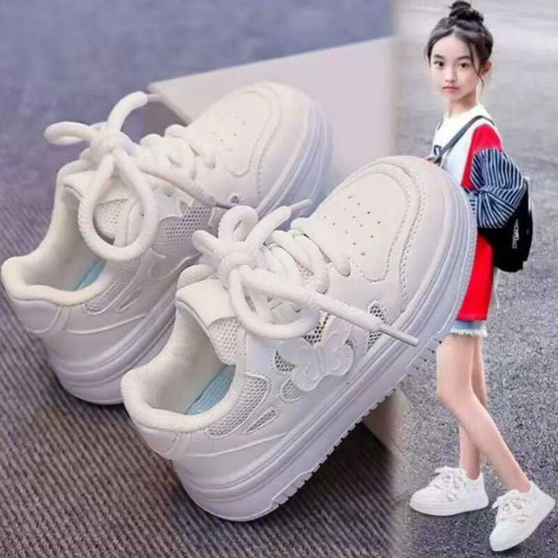 女童时尚小白鞋2026夏季新款儿童幼儿园板鞋女孩网面白色运动鞋潮