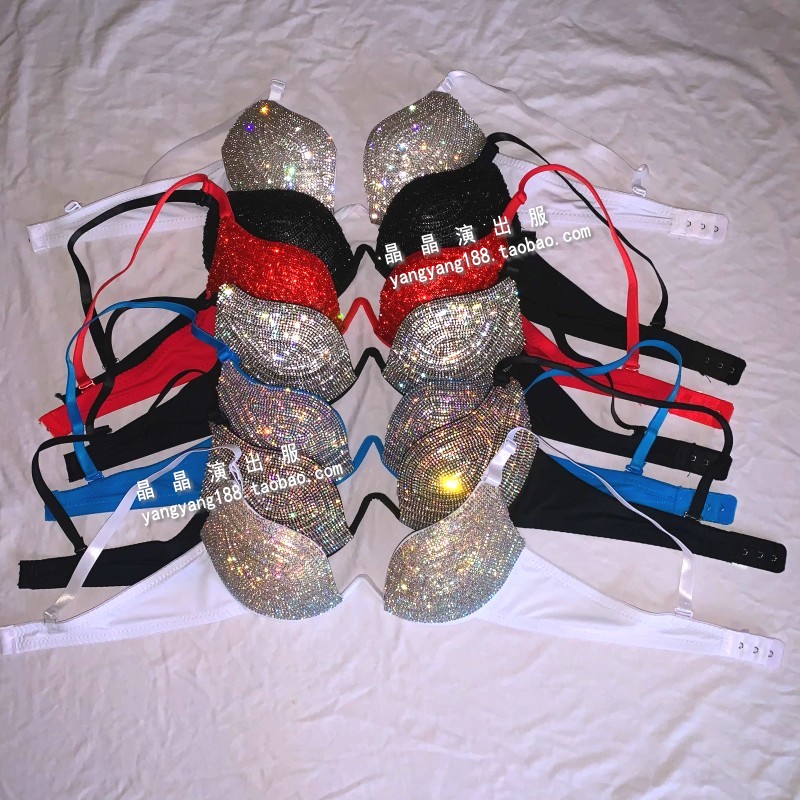 夜店酒吧走秀红色文胸聚拢演出服