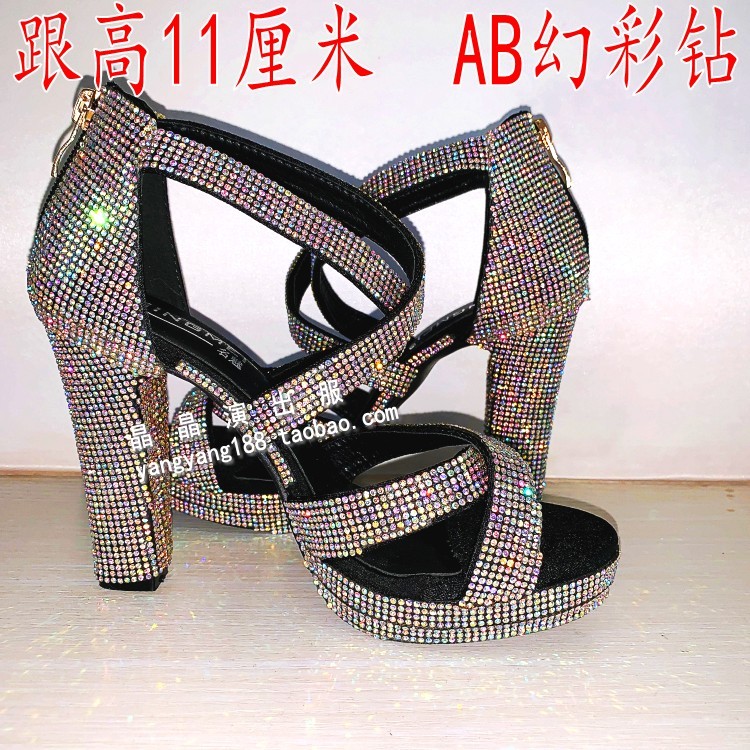 歌手钻鞋演出高跟鞋水钻鞋