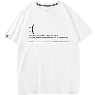 二次元极客程序员同款谷歌浏览器错误夏季短袖T恤男衣服恶搞半袖