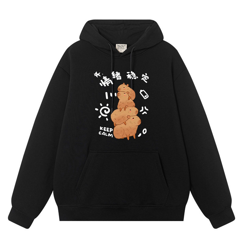 动漫情绪稳定卡通卡皮巴拉宽松连帽卫衣男春秋季休闲男装外套帽衫,模玩/动漫/周边/娃圈三坑/桌游,动漫T恤/鞋帽/服装,淘宝优惠券,粉丝福利购,淘宝优惠卷