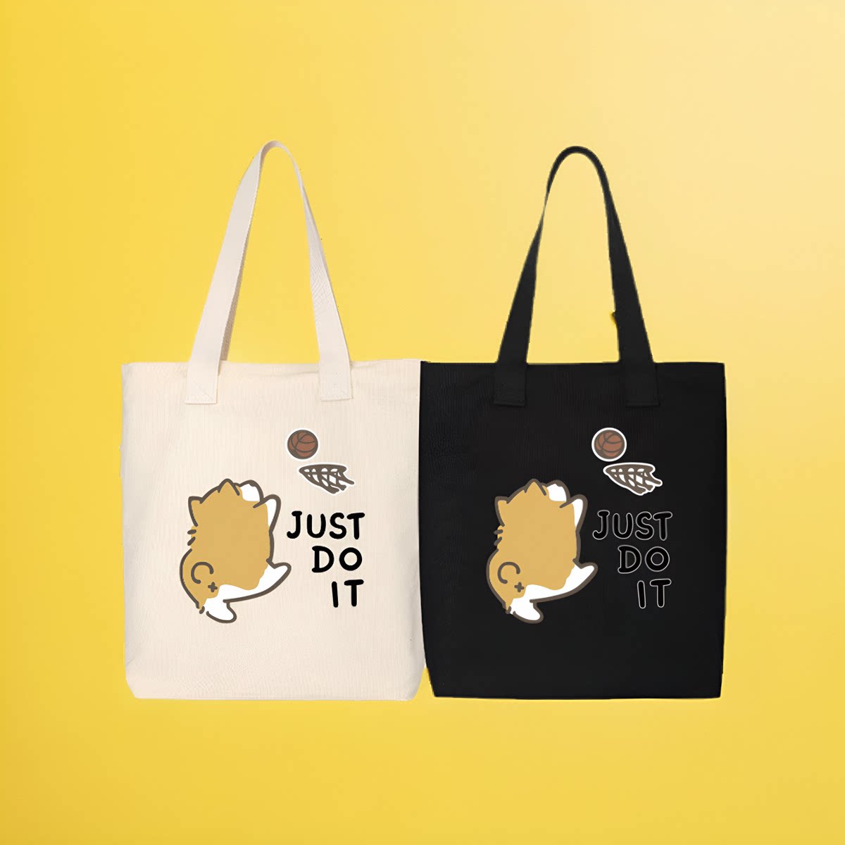 豆小萌柯基周边帆布包投篮球狗狗图案手提包购物袋书包单肩补课班