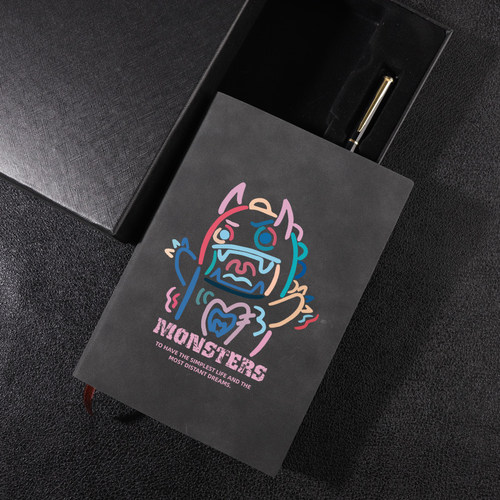 小怪兽a5羊巴皮笔记本二次元本子书写日记本商务记事本手账本子