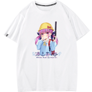 豆小萌阿夸凑阿库娅Vtuber动漫衣服女仆周边假两件短袖T恤衫半袖