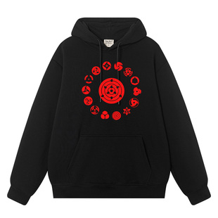 动漫卡通二次元 写轮眼痛衣秋冬火影周边忍者连帽卫衣服